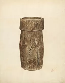 Lead Miner's Wooden Bucket, c. 1940. Creators: Arthur Stewart, Paul Poffinbarger