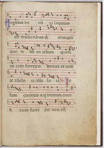 Liturgical Prints: Leaf 2 from an antiphonal fragment, c. 1275. Creator: Unknown
