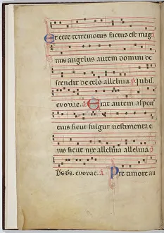 Liturgical Prints: Leaf 3 from an antiphonal fragment (verso), c. 1275. Creator: Unknown