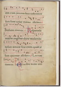 Liturgical Prints: Leaf 4 from an antiphonal fragment, c. 1275. Creator: Unknown