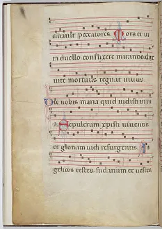Liturgical Prints: Leaf 6 from an antiphonal fragment (verso), c. 1275. Creator: Unknown
