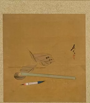 And Gold On Silk Gallery: Leaf from Album of Seasonal Themes: Lotus, 1847. Creator: Shibata Zeshin (Japanese, 1807-1891)