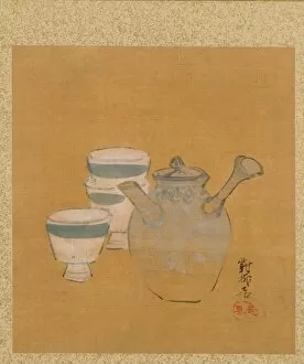 Shibata Zeshin Japanese Gallery: Leaf from Album of Seasonal Themes: Peasant with Basket, 1847. Creator: Shibata Zeshin (Japanese)