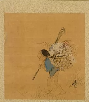 Shibata Zeshin Japanese Gallery: Leaf from Album of Seasonal Themes: Tea Jar and Cups, 1847. Creator: Shibata Zeshin (Japanese)