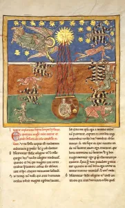 Scorpion Prints: Leaf from a Beatus Manuscript: at the Clarion of the Fifth Angels Trumpet... ca