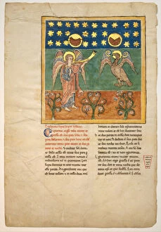 And Ink On Parchment Gallery: Leaf from a Beatus Manuscript: the Fourth Angel Sounds the Trumpet and an Eagle