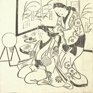 Hishikawa M Gallery: Leaf from a Book Entitled: Wakoku Hiaku-jo, One Hundred Japanese Women. Creator: Hishikawa Moronobu