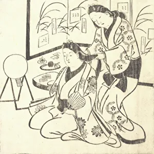 Hairdo Collection: Leaf from a Book Entitled: Wakoku Hiaku-jo, One Hundred Japanese Women. Creator: Hishikawa Moronobu