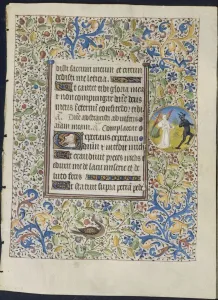 Circle Of Prints: Leaf from a Book of Hours: Angel Chasing a Devil (recto), c. 1460. Creator: Coetivy Master