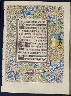 Circle Of Prints: Leaf from a Book of Hours: Angel Chasing a Devil (recto) and Two Devils (verso), c