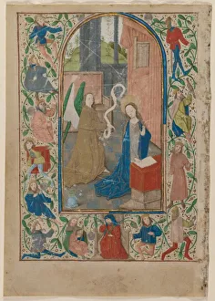 Ghent Prints: Leaf from a Book of Hours: The Annunciation (recto), 1470s. Creator: Unknown