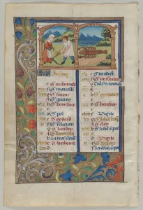Tempera And Liquid Gold On Vellum Prints: Leaf from a Book of Hours: Calendar Page for June (verso), c. 1510. Creator: Unknown