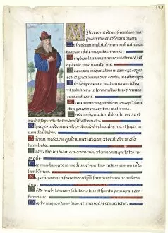 And Gold On Parchment Gallery: Leaf from a Book of Hours: King David, c. 1500. Creator: Jean Bourdichon (French, c