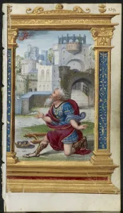 Leaf from a Book of Hours: King David in Prayer (2 of 3 Excised Leaves), c. 1530-35