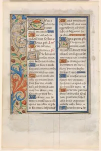 Tempera And Liquid Gold On Vellum Prints: Leaf from a Book of Hours: Text with Illustrated Border (verso), c. 1510. Creator: Unknown