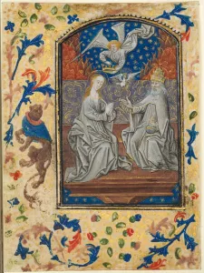 Bruges Prints: Leaf from a Book of Hours: Virgin and Child Enthroned