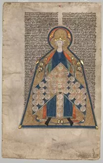 And Gold On Parchment Gallery: Leaf Excised from Henry of Segusios Summa Aurea : Table of Consanguinity, c