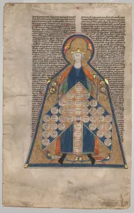 And Gold On Parchment Prints: Leaf Excised from Henry of Segusios Summa Aurea : Table of Consanguinity, c