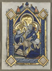 Tempera And Burnished Gold On Vellum Prints: Leaf Excised from a Psalter: Massacre of the Innocents, c. 1260. Creator: Unknown