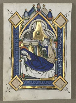 Leaf Excised from a Psalter: The Nativity, c. 1260. Creator: Unknown