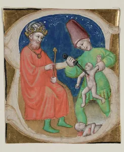 Four People Prints: Leaf Fragment: Historiated 'S' with Massacre of the Innocents