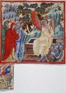 Arriving Prints: Leaf Fragment with Three Marys at the Tomb, c1350. Creator: Unknown