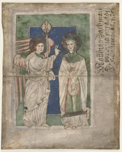 Leaf from a Psalter(?): Annunciation, early 1200s. Creator: Unknown Leaf from a Psalter(?): Annunciation, early 1200s. Creator: Unknown