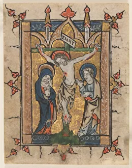 Liege Prints: Leaf from a Psalter: The Crucifixion, c. 1300-1330. Creator: Unknown