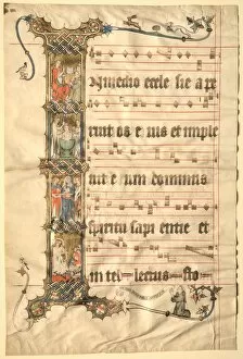 And Gold On Parchment Gallery: Leaf from the Wettinger Gradual: Historiated Initial (I)