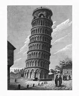 Campanile Collection: The Leaning Bell-Tower, at Pisa, c1824. Creator: Edward John Roberts