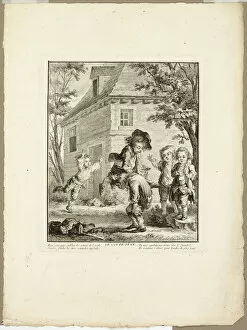 Leap Frog, from The Games of the Urchins of Paris, 1770. Creator: Jean Baptiste Tilliard