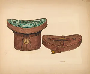 Hat Box Prints: Leather Hat Box, c. 1940. Creator: Clarence W Dawson