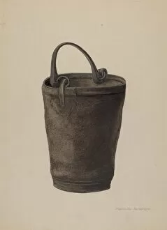 Taupe Collection: Leather Water Bucket, c. 1938. Creator: Alexander Anderson