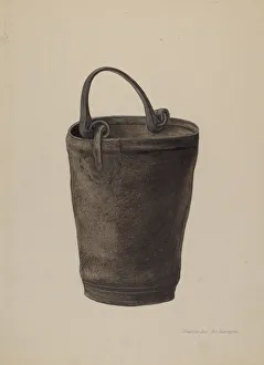 Alexander Anderson Prints: Leather Water Bucket, c. 1938. Creator: Alexander Anderson
