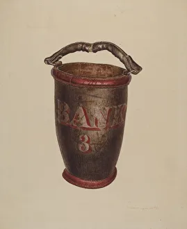 Edward L Loper Prints: Leather Water Bucket, c. 1939. Creator: Edward L Loper