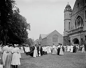 Further Education College Prints: Leaving chapel [Mary Lyon Hall]