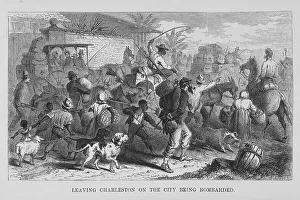 Possessions Prints: Leaving Charleston on the city being bombarded, 1866. Creator: Unknown