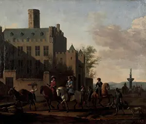 Fountain Prints: Leaving for the Hunt, 1660. Creator: Gerrit Berckheyde