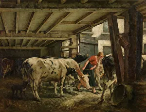Stobbaerts Jan Prints: Leaving the Stable, c1860-1900. Creator: Jan Stobbaerts