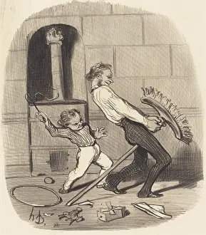 Lecon d'equitation, haute ecole, 1846. Creator: Honore Daumier.<br> Lecon d'equitation, haute ecole, 1846. Creator: Honore Daumier