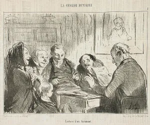 Expectation Prints: Lecture d'un testament, 1853. Creator: Honore Daumier