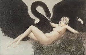 Erotic Art Gallery: Leda and the Swan, 1934. Creator: Icart, Louis Justin Laurent (1888-1950)