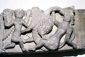 Middle Egypt Prints: Leda and the Swan from Ahnassia, Beni-Souef, Egypt, 3rd century