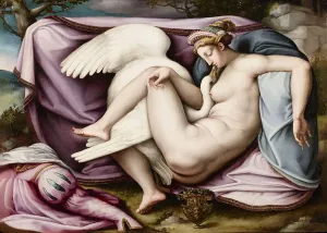 Swan Prints: Leda and the Swan. Artist: Buonarroti, Michelangelo, (Copy)