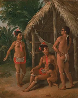A Leeward Islands Carib family outside a Hut, ca. 1780. Creator: Agostino Brunias