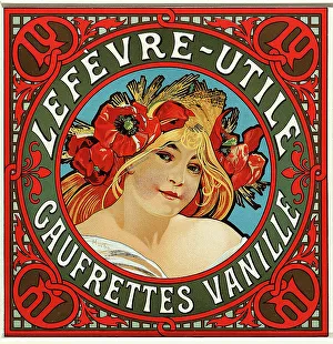 Lefèvre - Utile Gaufrettes Vanille, c. 1900. Creator: Mucha, Alfons Marie (1860-1939)