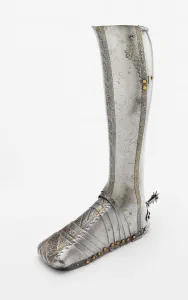 Defence Gallery: Left Greave and Sabaton, Landshut, 1540 / 50. Creator: Wolfgang Grosschedel