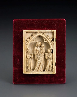 Diptych Prints: Left half of a diptych depicting the Madonna and Child, date unknown. Creator: Unknown