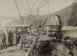 Lifeboat Collection: The Left Side of the Quarterdeck with Cargo for the Anadyr Expedition, 1889. Creator: Unknown