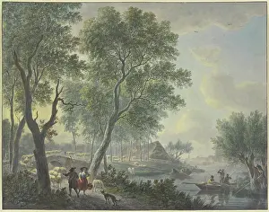 Waters Edge Prints: On the left, a shepherd meets a milkmaid; on the right